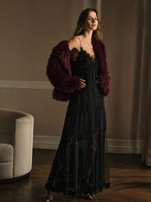 MOTF PREMIUM FAUX FUR SOLID COAT - Burgundy - View 6