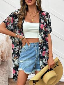 Breezaya Floral Print Loose Vacation Casual Jacket - Multicolor - View 5