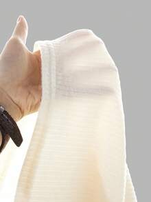 SHEIN 少女纯白色罗纹针织露肩长袖短款上衣T恤，休闲日常穿着，秋冬季，可与妈妈亲子装搭配，时尚秋季款 - 白色 - 查看 13