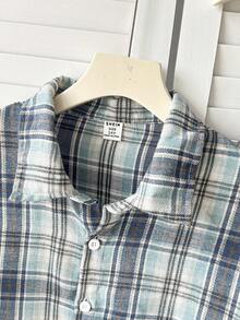 少女夏秋季休闲套装：格子衬衫和字母图案长裙，适合度假休闲穿着 - 彩色 - 查看 4