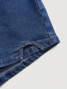 Lässiger Pendler-Knopf-Mittelwesten-Denim Rock - Dunkle Waschung - Übersicht 4
