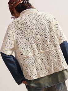 Bohemela Casual Loose Short Sleeve Button-Up Knit Top For Women, Suitable For Everyday Wear - Apricot - View 8