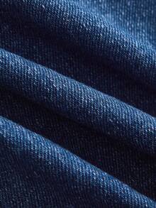 Lässiger Pendler-Knopf-Mittelwesten-Denim Rock - Dunkle Waschung - Übersicht 6