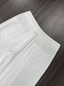 TRNVIE Quần ống rộng trơn màu rộng rãi mùa hè mới 2025 - trắng - Xem 7