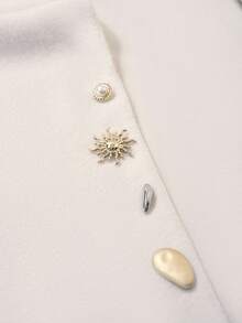 Zivah 2025 Autumn/Winter New Elegant White Woven Lantern Sleeve Mid-Length Woven Coat,Fall - Beige - View 8