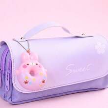 1 件可爱小学生多功能大容量可拆卸甜甜圈形减压铅笔盒返校、铅笔袋、书包 - 粉色 - 查看 22