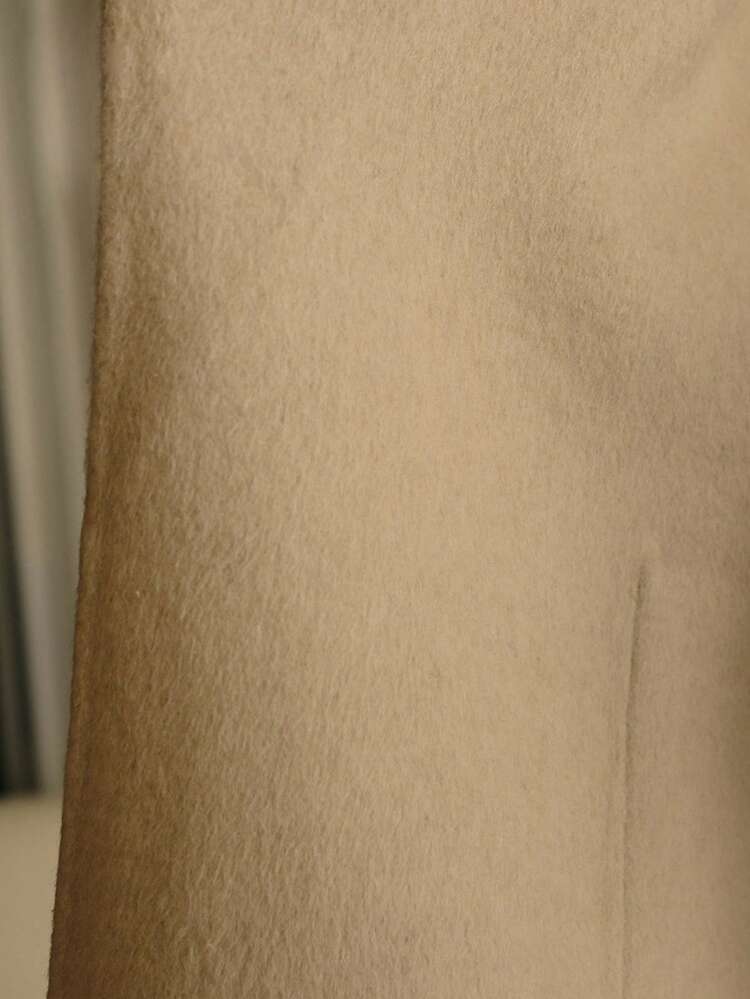 WOOL CONTRAST FUZZY DETAIL PATCH POCKET BELTED OVERCOAT