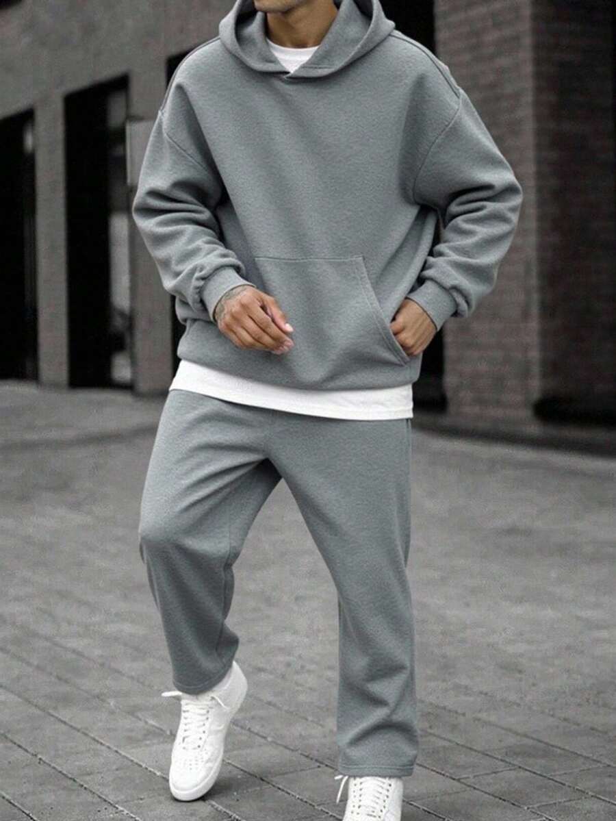 SHEIN Teen Boys Fleece Grey 2 In 1 Sweatshirt & Pants Set, Casual College Style, Comfortable, Fashionable, Versatile, Soft Fabric, Suitable For Daily Wear, School, Travel, Outdoor Sports, All Seasons Grey Sweatsuit Grey Sweatpants Set Grey Hoodie And Sweatpants Set  Winter Clothes   Autumn Clothes    Tracksuit   Christmas   Winter Clothing   Pullover Fall