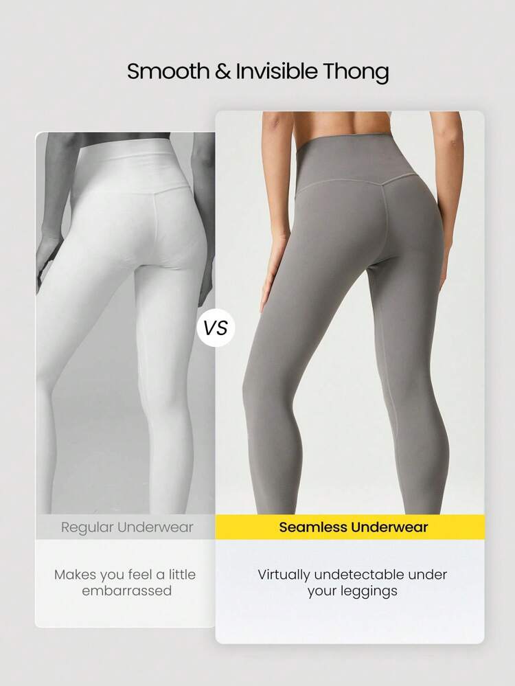 2 Packs Lightweight Breathable Sweat-Wicking Low-Waist Seamless No-Show Thong Underwear Daily Workout