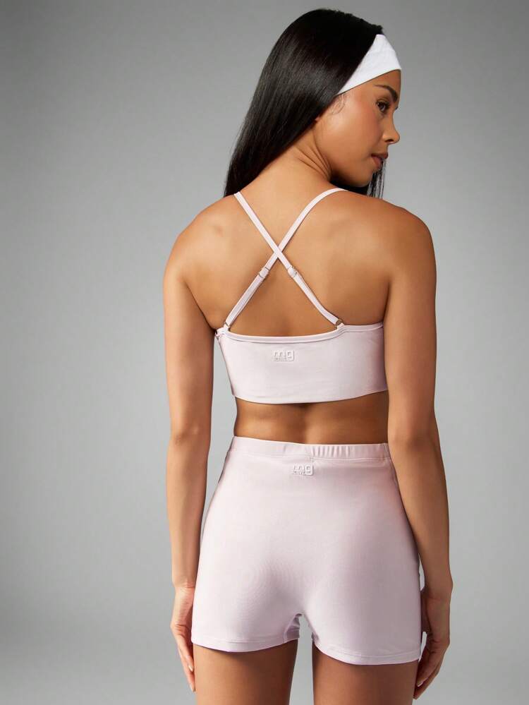 MISSGUIDED Two Piece High Rise Workout Set With Drawstring Mini Shorts And Cropped Tank With Soft Stretch Fabric Moisture Wicking Compression Fit For Gym Yoga Training
