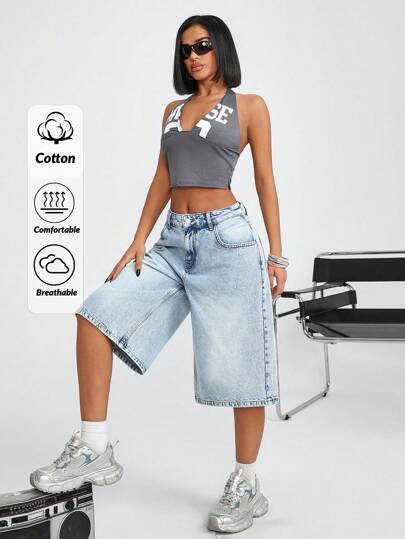 EURMUSE Low Waist Back Pocket Detailed Denim Jort Women Denim Shorts Outfit Sets For Women Women Cargo Shorts Women Summer Sets Women S Clothes Woman S Summer Clothes Workout Clothes Women Women Plus Clothing Shorts