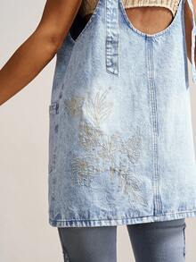 Bohemela Robe mini en jean tressé décontractée de style bohème pour femmes - Bleu azur - Voir 8