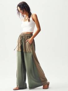 Bohemela 女士休闲针织拼布宽松阔腿水洗裤