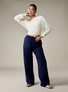 MISSGUIDED Off Shoulder Ruched Long Sleeve Crop Top Elegant Gathered Waist Design Casual Modern Basic Fall Winter Essential Layering Piece - Light Grey - View 3