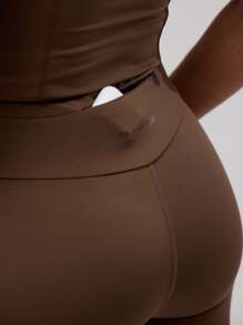 Musera Sport 交叉前腰带运动紧身裤健身服无缝弹力 Padel 普拉提健身沙漠跑步者健身 - 咖啡棕 - 查看 7