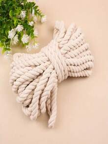 10 毫米 X 4.3 码天然花边绳，3 股扭绳，适用于壁挂、植物吊架、工艺品、礼品包装和婚礼装饰 - 白色 - 查看 4