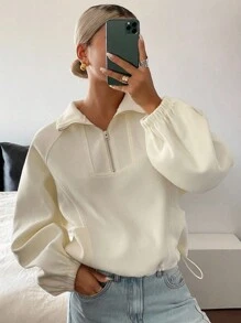 DAZY 女士宽松休闲白色运动衫，秋季新品