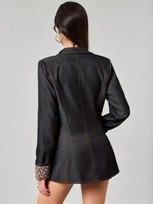 Avenya 女式休闲牛仔效果印花长袖夹克 - 黑色 - 查看 6