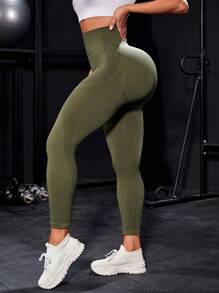 Rhythm Era 橄榄绿加大码无缝运动紧身裤健身紧身裤瑜伽女裤