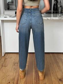 EURMUSE 99% Cotton High Waist Balloon Fit Jean 06-559 - Medium Wash - View 2