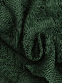 Linhara Plus Size Solid Color V-Neck Hollow Out Sleeveless Knit Top, Casual - Green - View 6