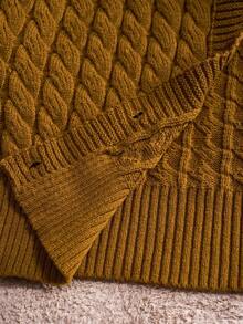 Veslaya 秋冬新款优雅休闲宽松纯色深黄色长袖短款针织开衫，适合派对、约会和日常穿着，大码女款 - 芥末黃 - 查看 7