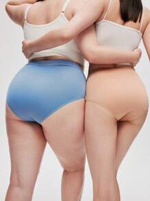 LUVLETTE Plus 3 条装棉质高腰女士内裤套装-柔和色 - 彩色 - 查看 10