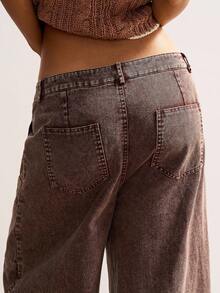 Bohemela Pantalones rectos sueltos de unicolor casual para mujer - Marrón - Ver 6
