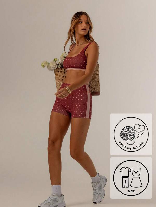 Aralina Leisurewear Contrast Polka Dot Set Cute Summer Shorts And Cute Summer Tops Perfect Airport Outfit For Women And 4th Of July