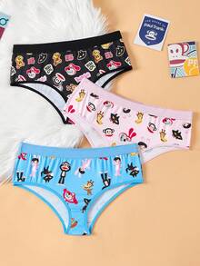 Paul Frank X SHEIN 加大码柔软舒适可爱卡通猴子印花内裤 - 彩色 - 查看 1