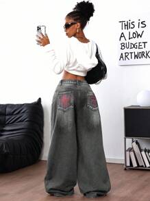 SHEIN ICON 女士休闲牛仔裤，极简主义日常穿着，宽松女士牛仔裤