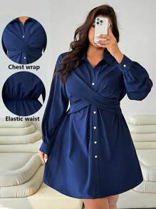 Solflare 秋冬新款连衣裙、修身大码连衣裙、个性化设计裹身裙、大码休闲纯色纽扣前衬衫裙、老钱风格女装、秋季、返校节、外出、约会、婚礼宾客礼服、裹身裙、秋季、返校节、外出、约会、婚礼宾客礼服、裹身裙、秋冬、优雅派对礼服、女士婚礼宾客礼服、民事婚礼礼服、女士约会礼服、女士夜间外出礼服、女士夏季礼服、女士蜜月装。女士婚礼宾客 - 寶藍色 - 查看 2