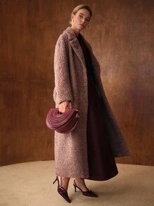 MOTF PREMIUM WOMEN'S LONG FAUX FUR CINCHED WAIST JACKET, AUTUMN/WINTER - Dusty Pink - View 7