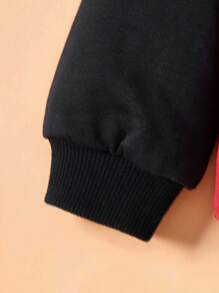 Paul Frank X SHEIN Conjunto de 2 piezas de chaqueta con capucha con orejas 3D y pantalón de chándal con estampado de mono lindo de dibujos animados para bebé niño, adecuado para otoño e invierno, Halloween - Negro - Ver 5