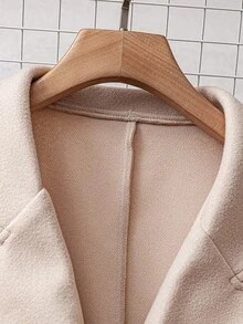 GlowEve CURVE Elegant Casual Daily Plush Patchwork Plus Size Woolen Coat For Women Fall Winter Cloth For Women Autumn - Apricot - View 3