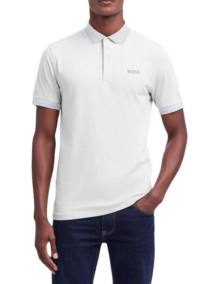 Hugo Boss Áo thun nam cổ bẻ tay ngắn thường ngày đa năng - 100 Trắng - Xem 1