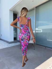 Selianne Women's Colorful Print Split Cap Sleeve Midi Dress - Multicolor - View 2