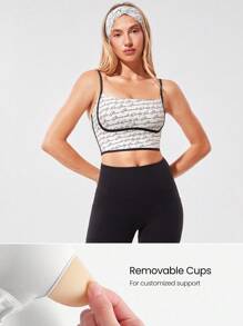 GLOWMODE FeatherFit™ Two-Tone Scoop Neck Longline Sports Bra Low Impact Yoga Pilates Daily Spring Summer - Multicolor - View 3