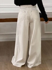 DAZY New Loose Casual White Wide-Leg Women Jeans, Autumn