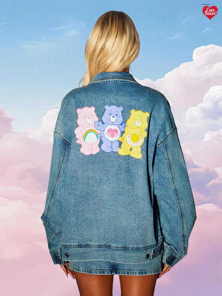 MISSGUIDED x Carebears Veste en jean oversize avec graphismes
