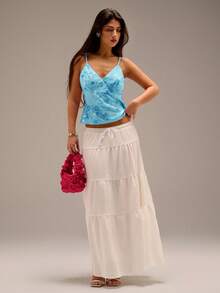 Avantive Áo hai dây thêu hoa sequin mới mùa hè, trang phục dự tiệc cho nữ - Màu xanh bạc hà - Xem 1