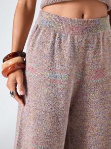 LYSMO Calça minimalista de malha com cintura elástica, em tons de cinza e rosa, com pernas largas e modelagem solta, ideal para o outono de 2025, perfeita para sair, voltar às aulas, formatura, streetwear e estilo Estocolmo. - Multicolorido - Ver 6