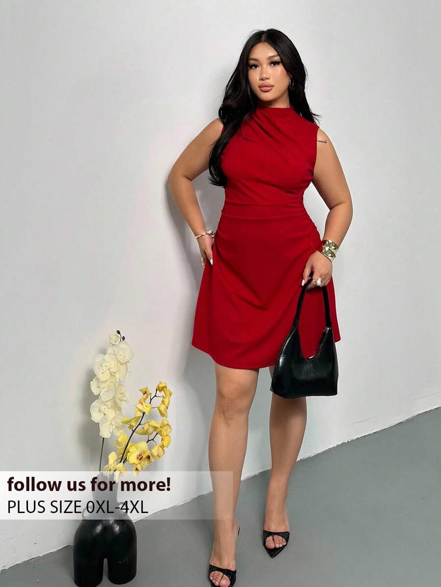 Firerie Đầm mini dáng chữ A nhún eo sang trọng cho nữ mùa hè thanh lịch tối giản tinh tế lãng mạn ngọt ngào đi làm hàng ngày tiệc cưới lễ hội âm nhạc kỳ nghỉ; Đầm dự tiệc sinh nhật - Đỏ - Xem 1