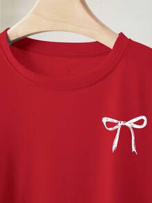 INAWLY Women's Casual Butterfly Print Drop Shoulder T-Shirt, Summer