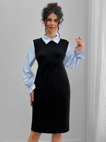 Momance Casual Long Sleeve Fitted Maternity Dress, Suitable For Everyday Wear