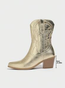 Styleloop بوت الكاحل والأحذية القصيرة للنساء، مناسبة للعطلات والطراز البوهيمي والأمريكي الرجعي والغربي وحفلات الموسيقى والحفلات وعيد الميلاد وعيد الهالوين - الذهبي - مشاهدة 6