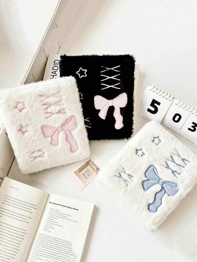 Original Ballet Style Bow Plush A6 Card Album Loose Leaf Inner Page Small Card Star Chasing Storage Card Album Back To School