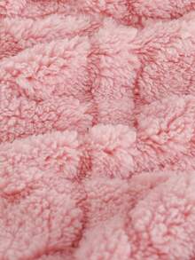 Cozy Pixies Young Girl Solid Color Textured Thermal Lined Hooded Robe With Tie Fall Winter - Pink - View 6