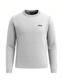 Hugo Boss Ever-X_CN Men's Casual Loose Fit Round Neck Long Sleeve T-Shirt - 057 Light-Pastel Gre - View 4