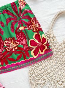 Soleia Váy quấn họa tiết cây cọ nhiệt đới và chim cho nữ, đi nghỉ mát - Nhiều màu - Xem 6